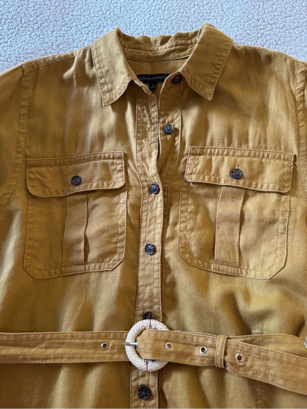 Banana Republic Safari Belted Linen Shirt Dress Size L - Picture 6 of 11